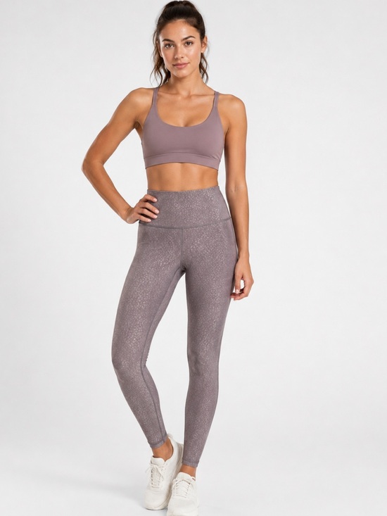 Athleta Pants - Athleta High Rise Printed Leggings XS Gray Mauve 27” Yoga Workout